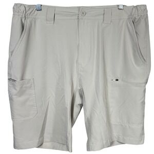 GILLZ Men's Performance Fishing Shorts Khaki Stretch Zip Pockets Size Large‎
